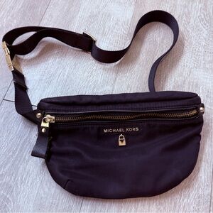 Michael Kors Black Belt Bag with Gold Detailing